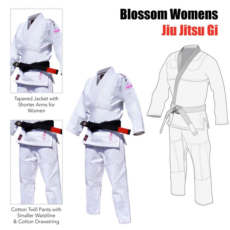 FUJI All-Around Brazilian Style Jiu Jitsu Uniform, White (Pink Lettering), Size W3 - Image 4